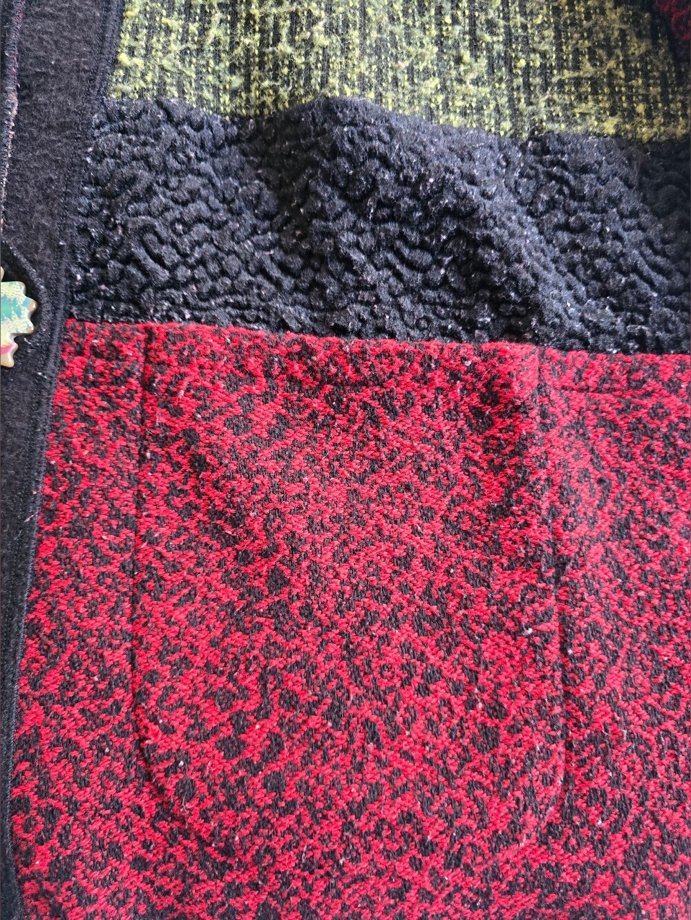 Ali Miles Multicolor Patchwork Light Weight Cardigan Sweater Floral Pocket XL - Picture 14 of 16